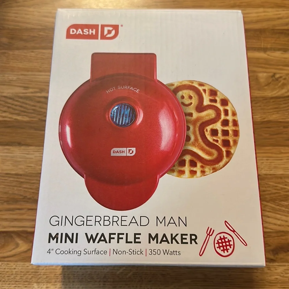 DASH MINI GINGERBREAD WAFFLE MAKER: RED: NEW IN BOX